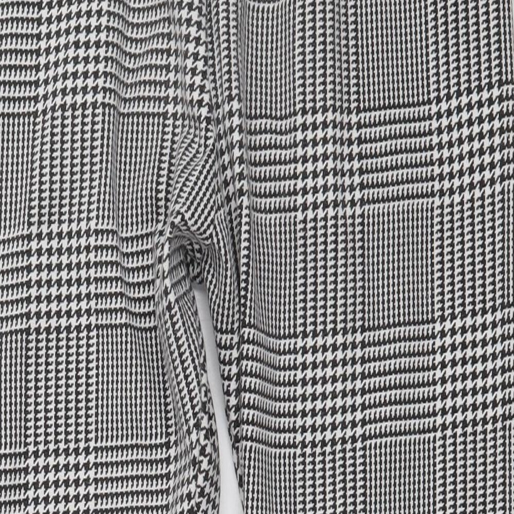 Misspap Womens White Check Polyester Trousers Size 6 L28 in Regular