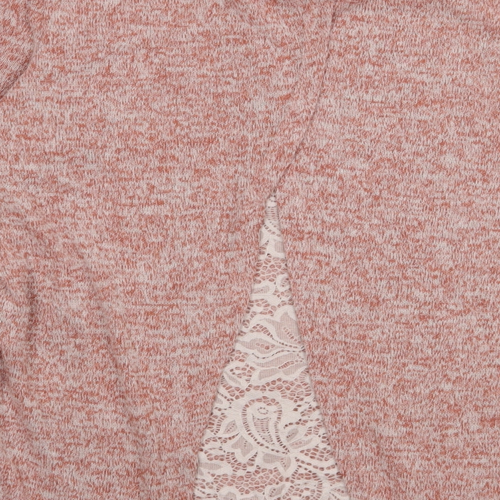 VERO MODA Womens Pink Polyester Pullover Sweatshirt Size M Pullover - lace detail on back