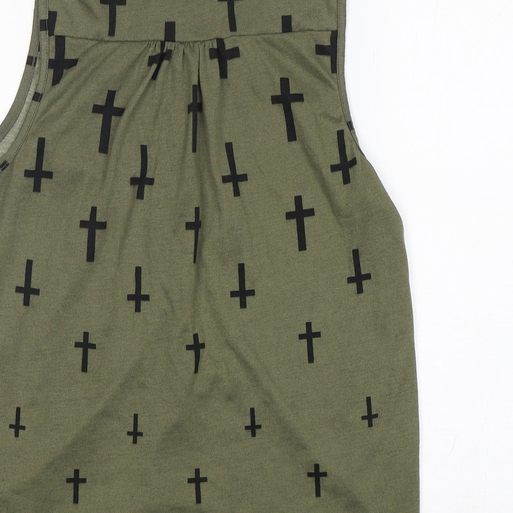 Atmosphere Womens Green Polyester Basic Button-Up Size 14 Collared
