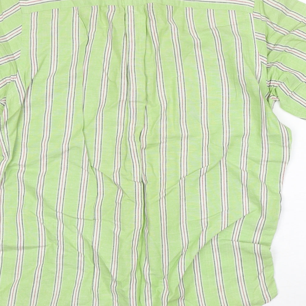 Murphy & Nye Mens Green Striped Cotton Button-Up Size M Collared