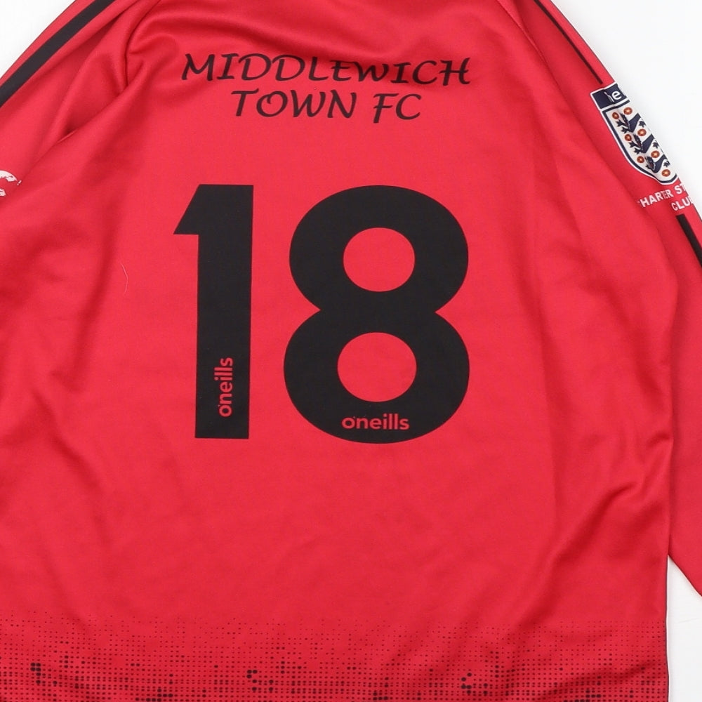 O'Neill Boys Red Polyester Basic T-Shirt Size 10-11 Years Round Neck - Middlewich Town FC