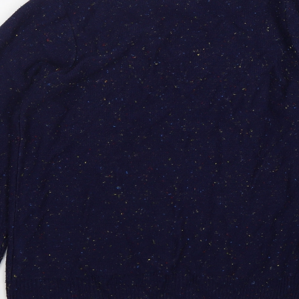 Paul Fredrick Mens Blue Round Neck Acrylic Pullover Jumper Size M