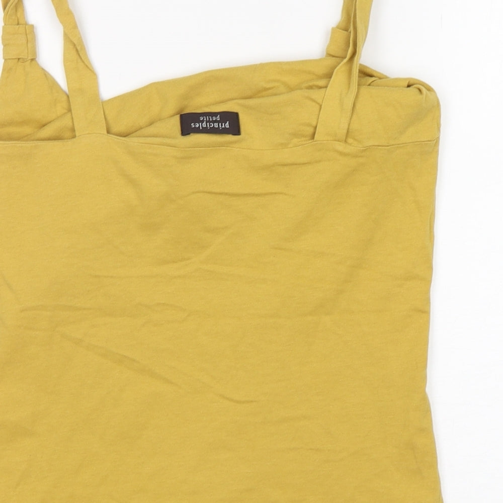 Principles Womens Yellow Cotton Basic Tank Size M Round Neck