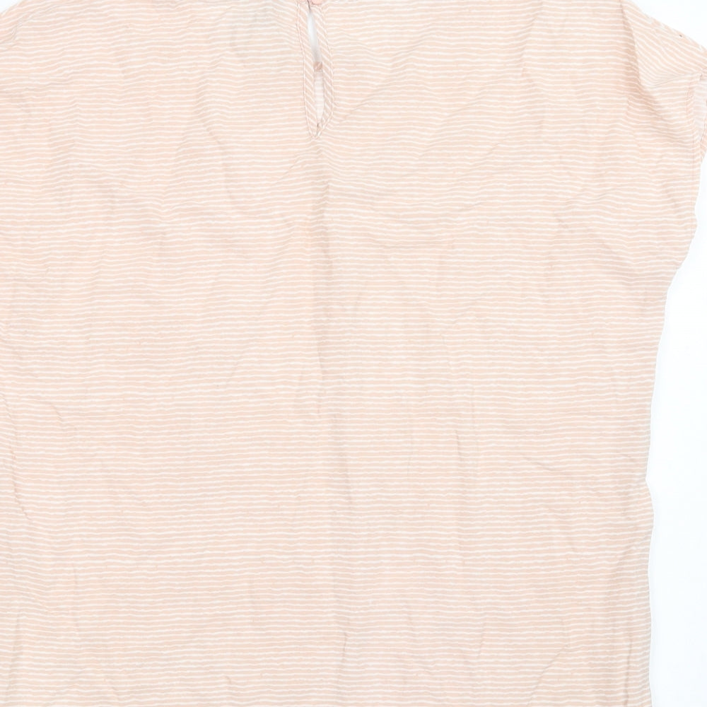 Soyaconcept Womens Pink Striped Basic Blouse Size M Round Neck