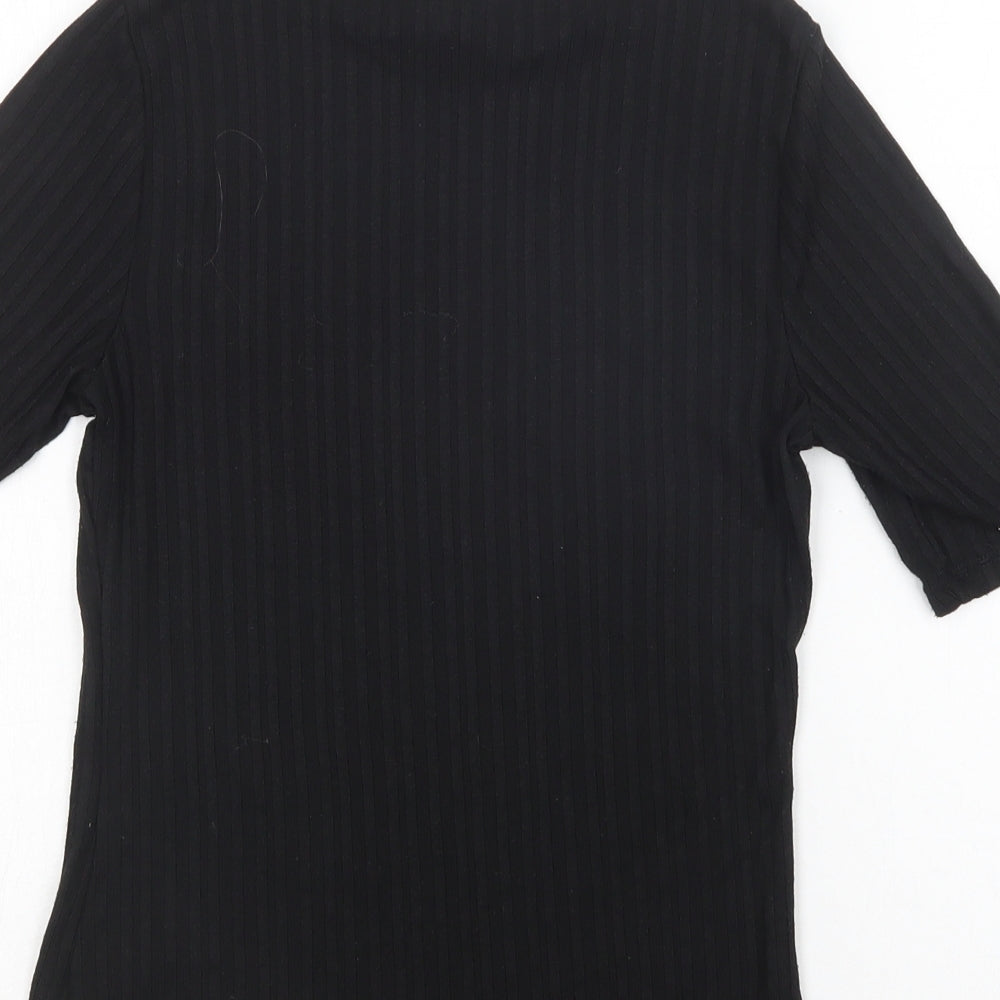 H&M Womens Black Polyester Basic Blouse Size S Mock Neck