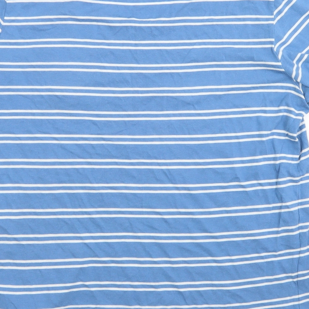 Cellbes Womens Blue Striped Cotton Basic T-Shirt Size 8 Crew Neck