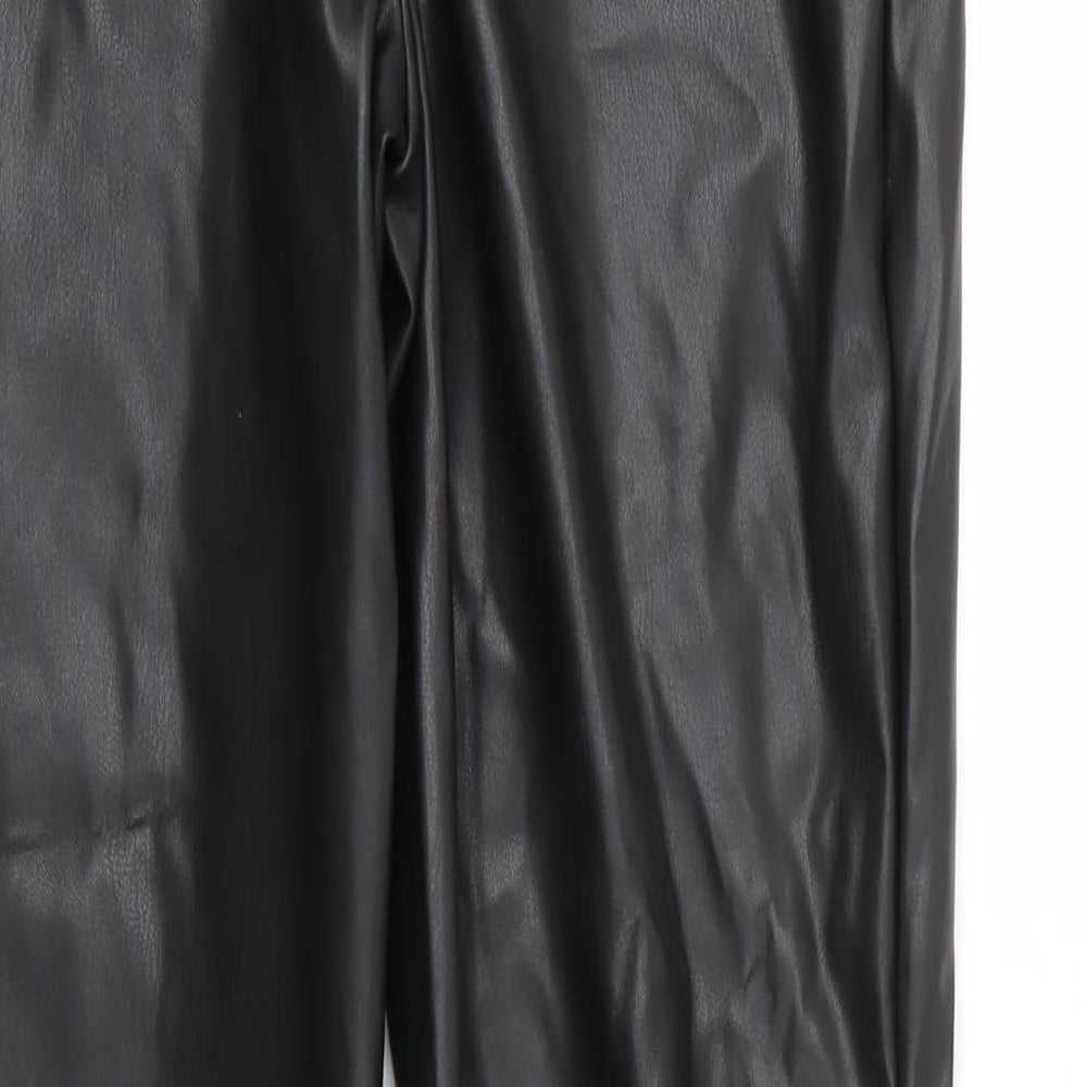 Missguided Womens Black Polyurethane Carrot Trousers Size 10 L28 in Regular Zip