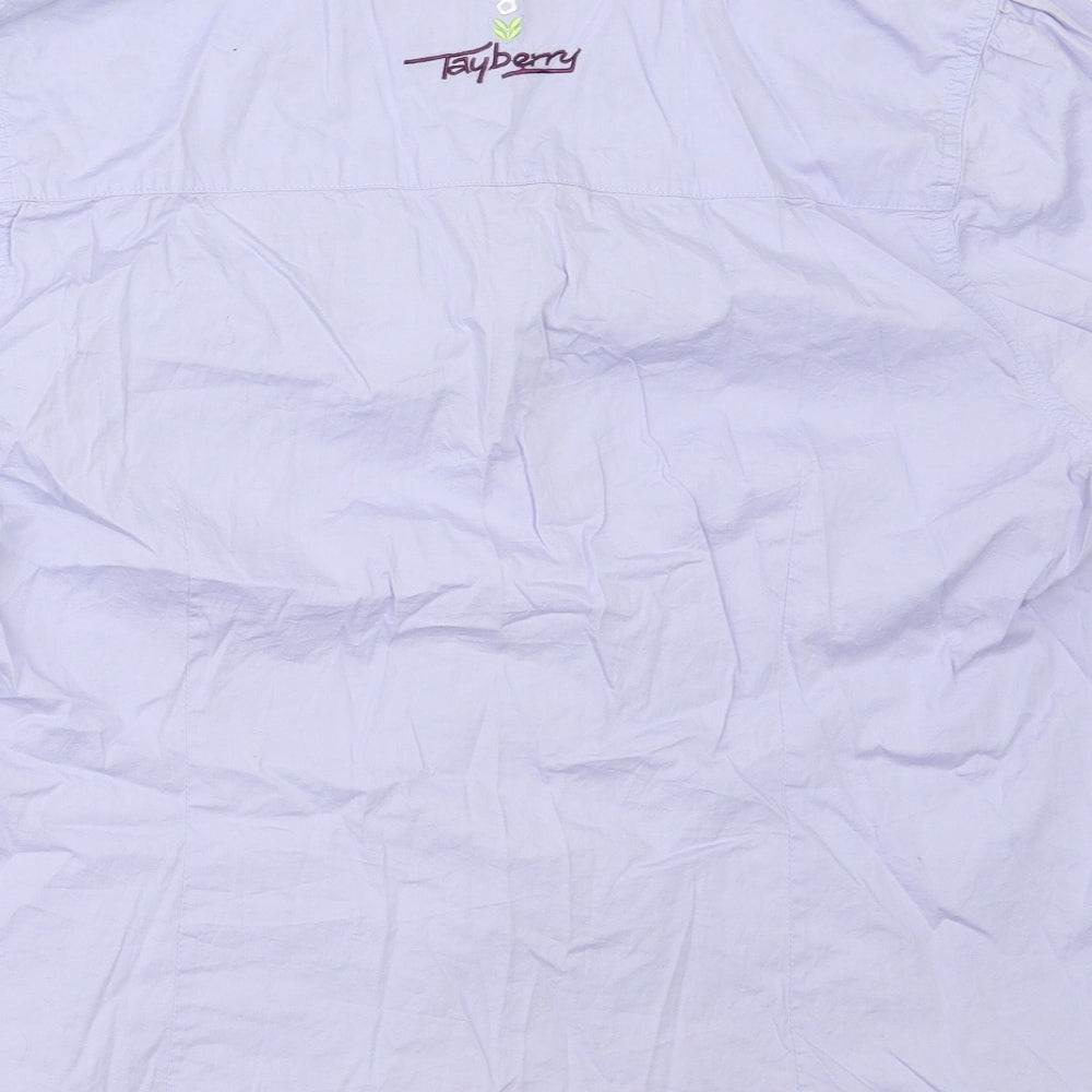 Tayberry Womens Purple Cotton Basic Button-Up Size L Collared