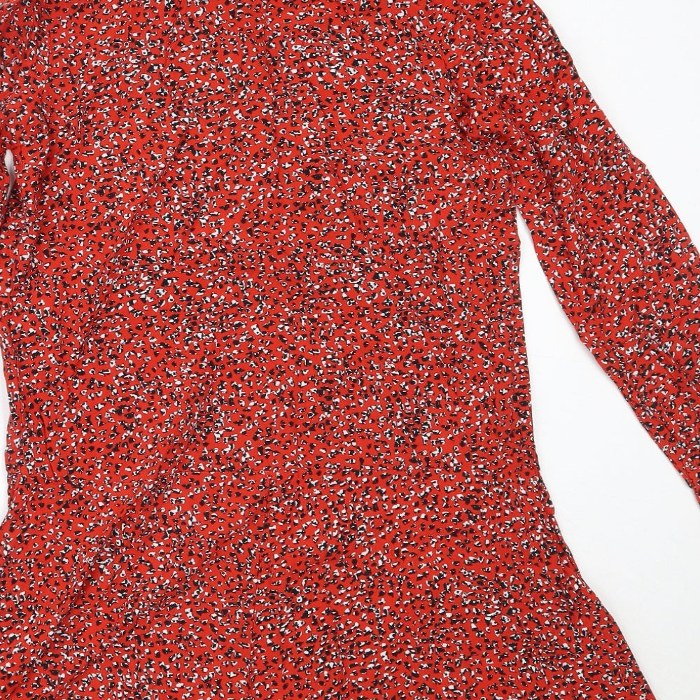 Primark Womens Red Viscose Fit & Flare Size 8 Collared