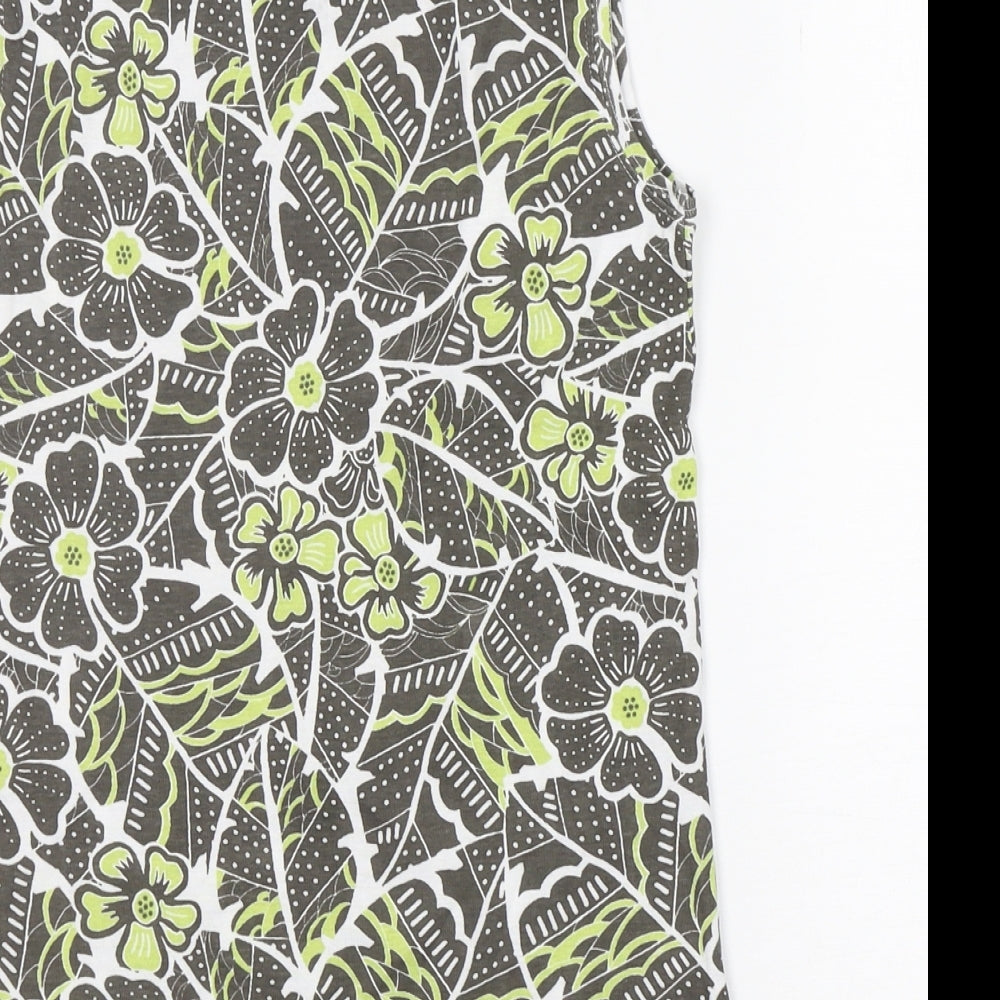 Preworn Womens Green Floral Basic Tank Size 12 Round Neck