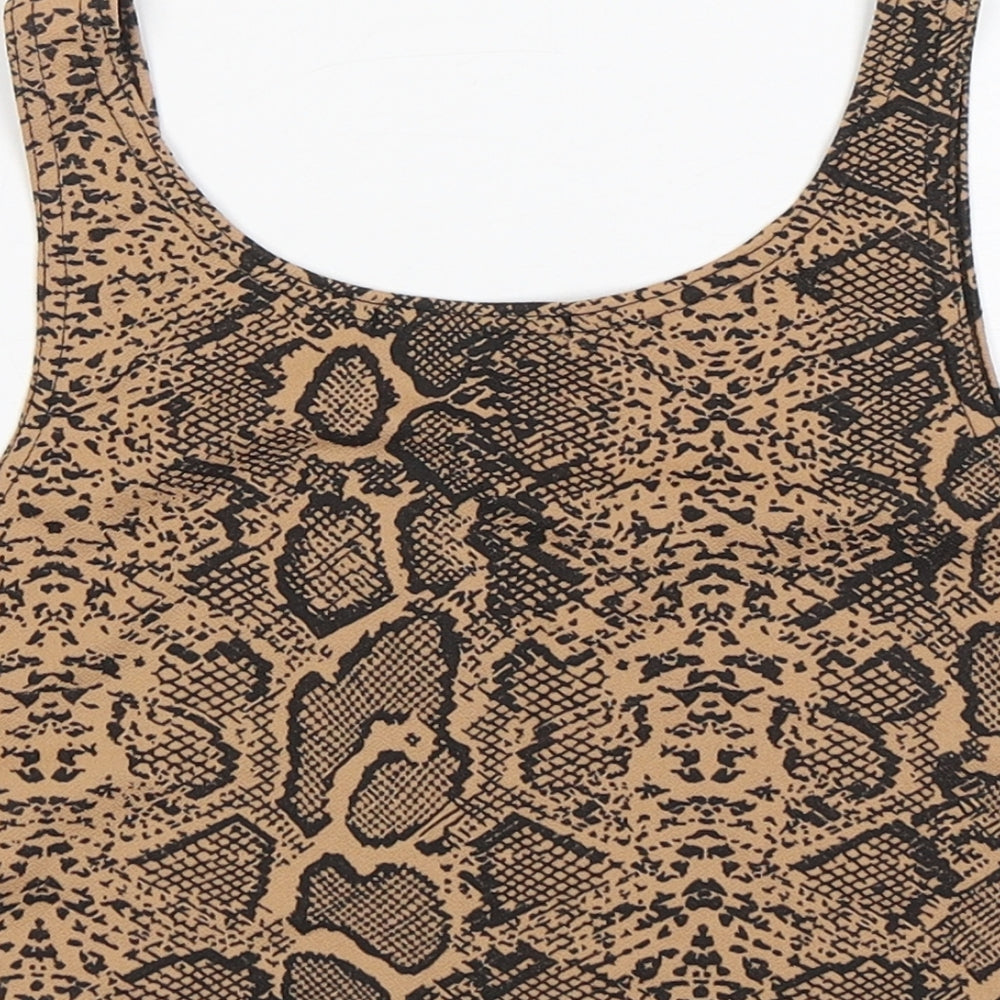 Missguided Womens Multicoloured Animal Print Polyester Basic Tank Size 8 Round Neck