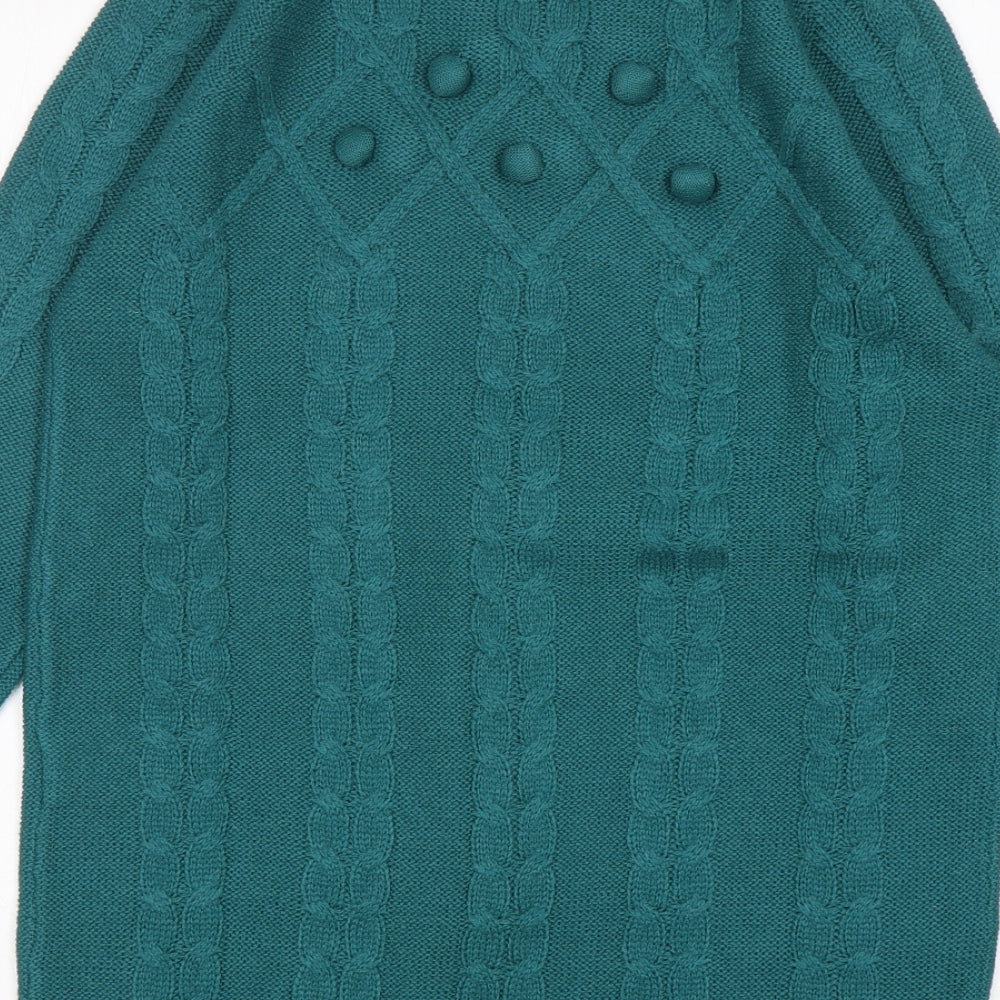 Damart Womens Green Round Neck Acrylic Pullover Jumper Size 10