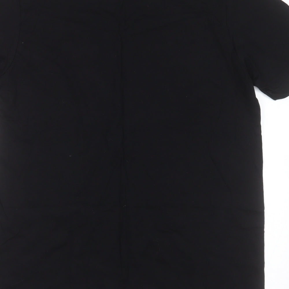 Canvas Mens Black Cotton T-Shirt Size L Round Neck