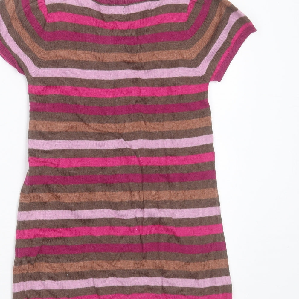 Sergent Major Girls Multicoloured Striped Viscose Jumper Dress Size 5 Years Round Neck