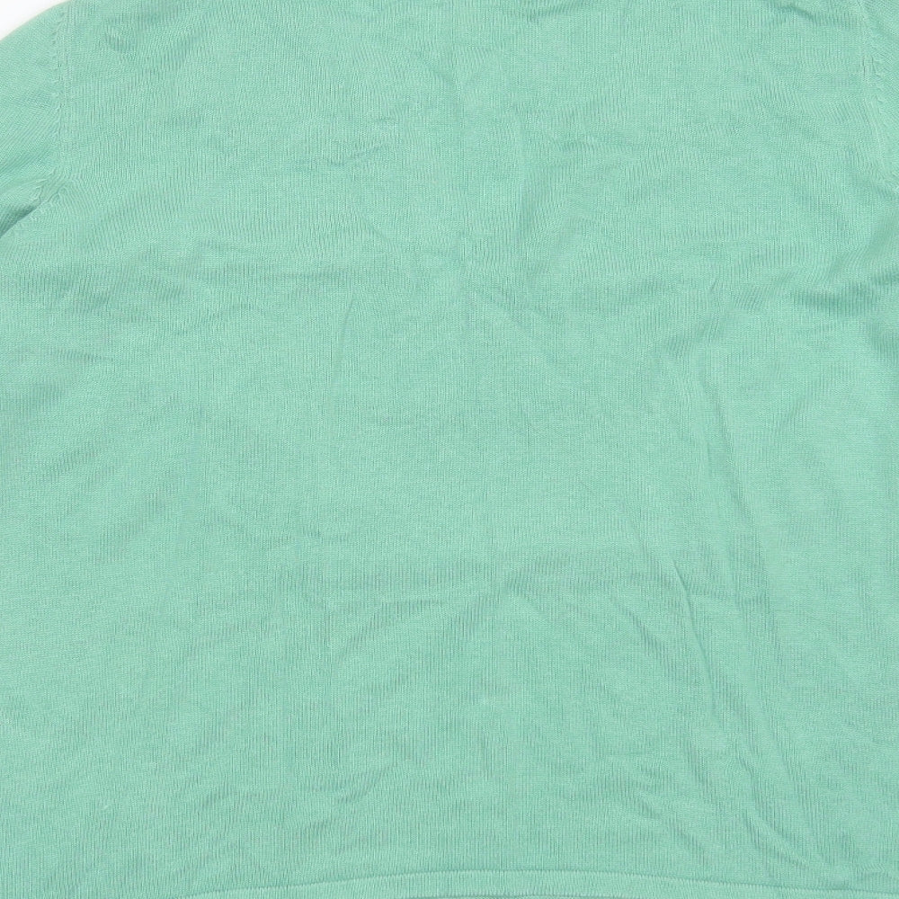 TOM TAILOR Womens Green V-Neck Cotton Pullover Jumper Size M