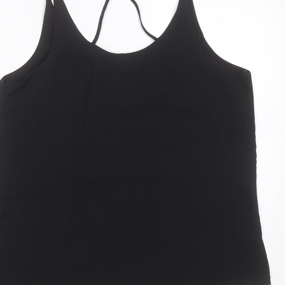 Select Womens Black Polyester Basic Blouse Size 12 Round Neck