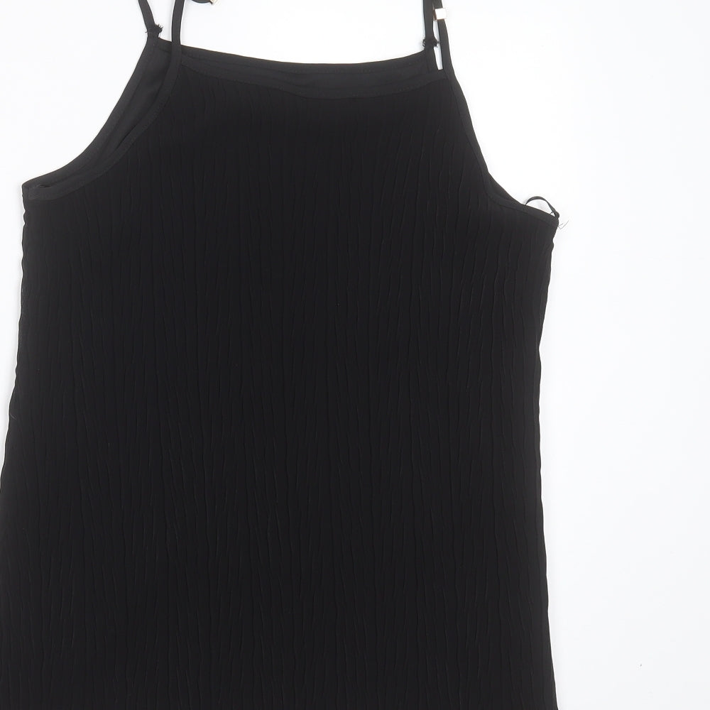 New Look Womens Black Striped Polyester Camisole Blouse Size 12 Round Neck