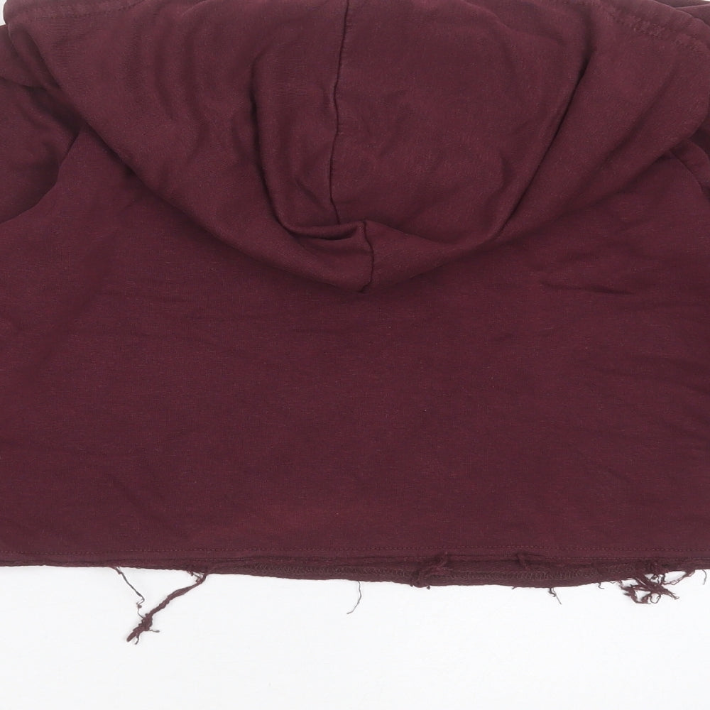 New Look Womens Purple Cotton Pullover Hoodie Size 6 - Distressed hem