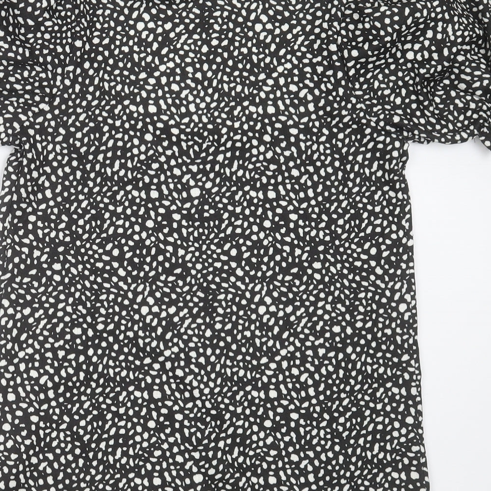 River Island Womens Black Polyester Basic Blouse Size 6 Square Neck