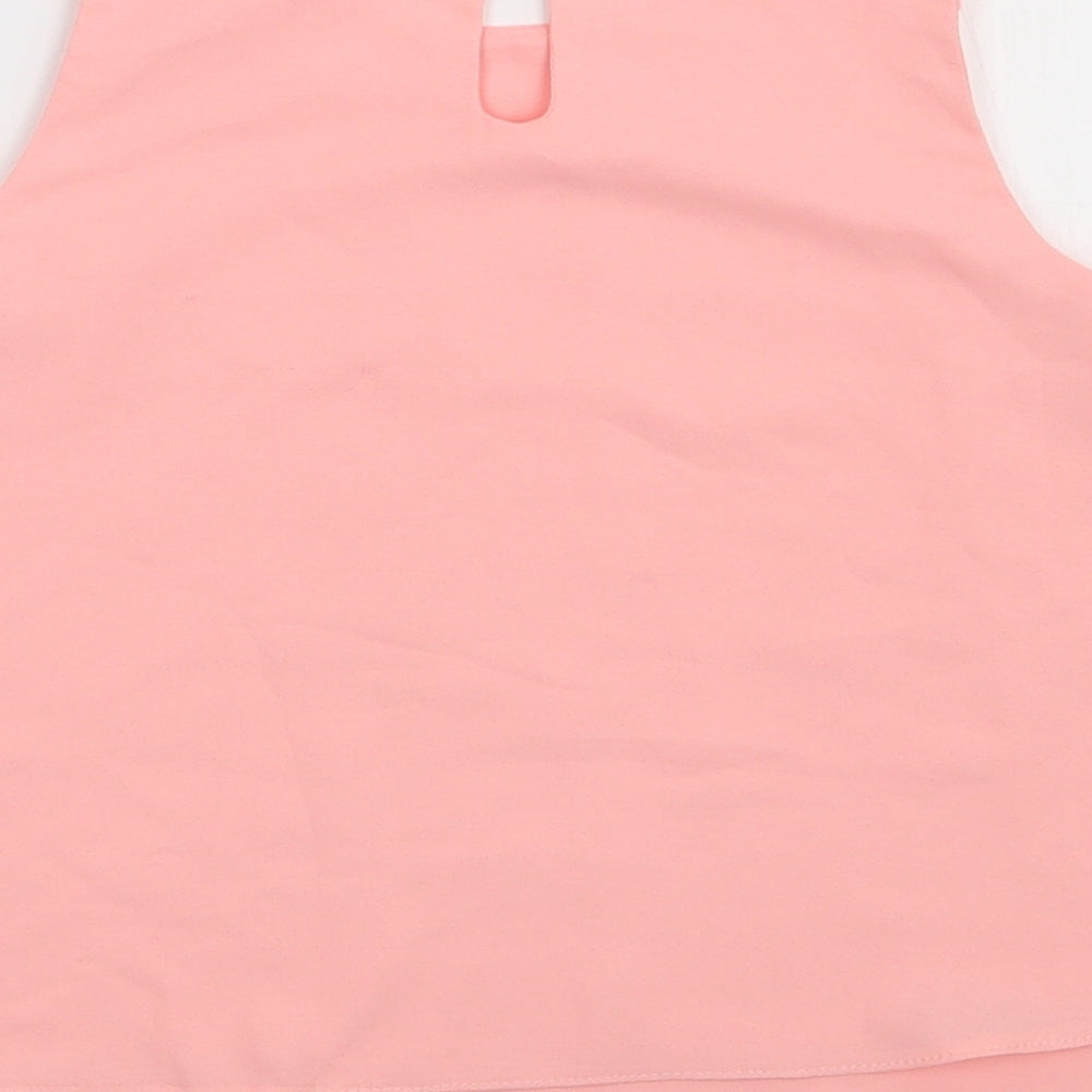 NEXT Girls Pink Polyester Basic Tank Size 7 Years Crew Neck Pullover