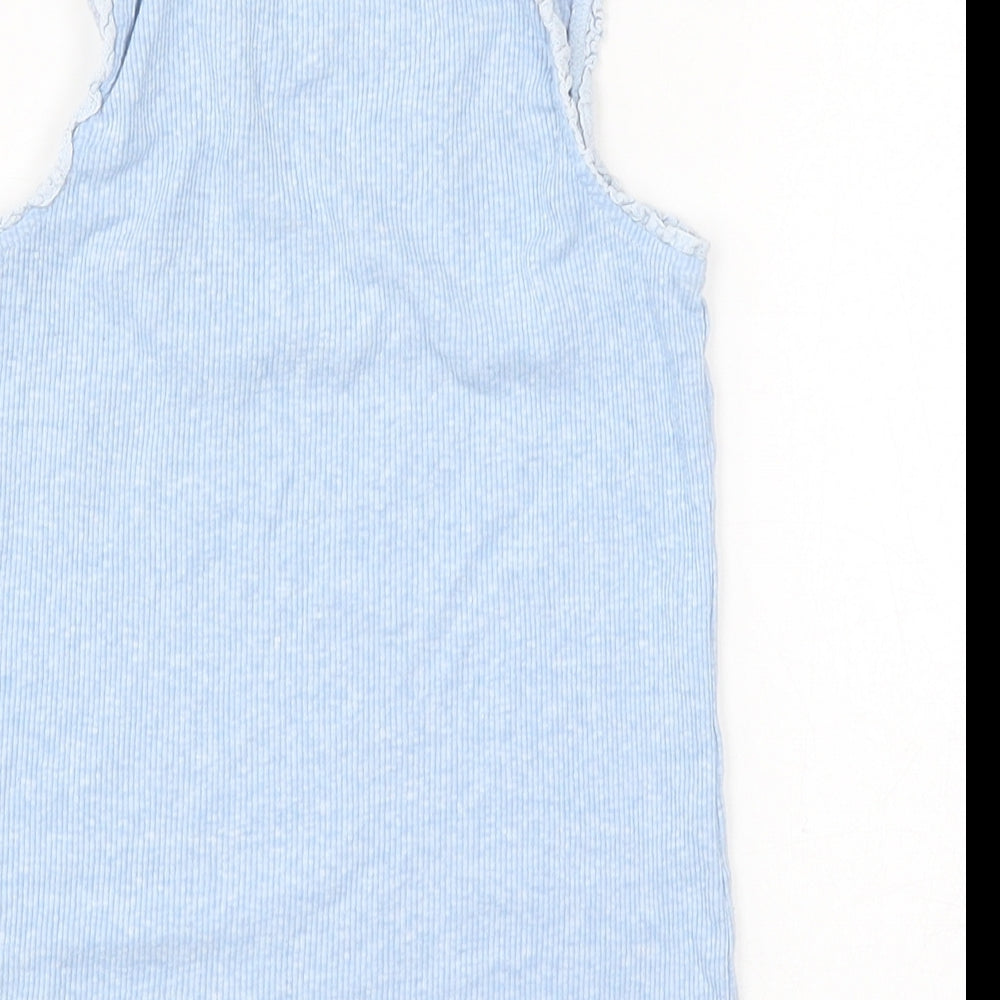 NEXT Girls Blue Cotton Basic Tank Size 5 Years Round Neck Pullover