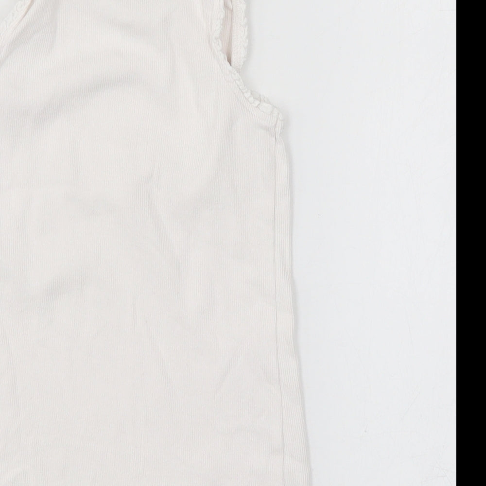 NEXT Girls White Cotton Basic Tank Size 5 Years Boat Neck Pullover