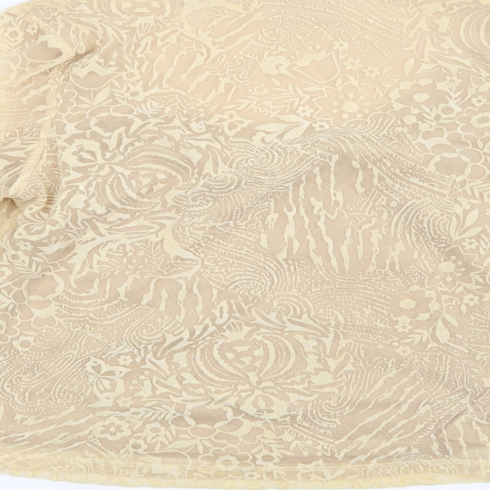 NEXT Womens Beige Paisley Polyester Basic Blouse Size 16 Round Neck