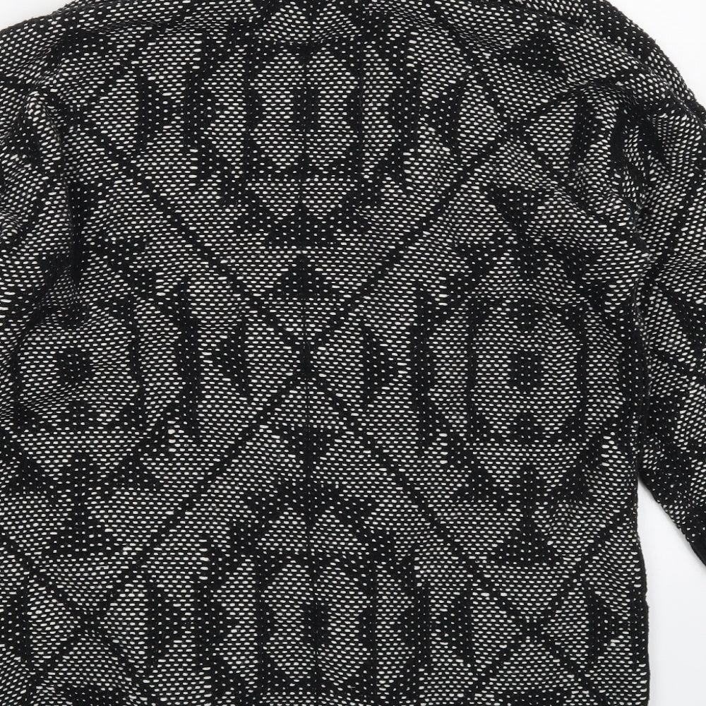 Next Womens Black V-Neck Geometric Cotton Cardigan Jumper Size M