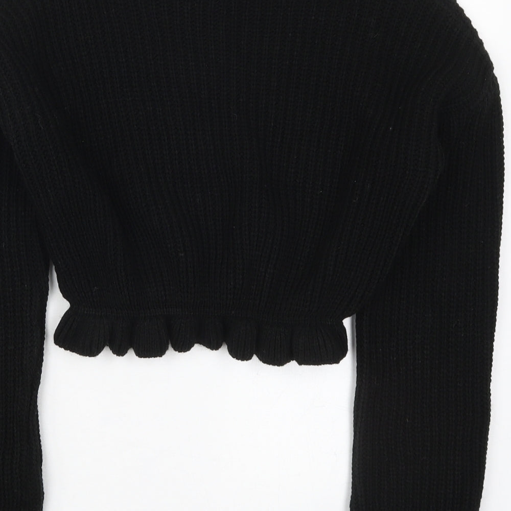 Preworn Womens Black High Neck Acrylic Pullover Jumper Size S