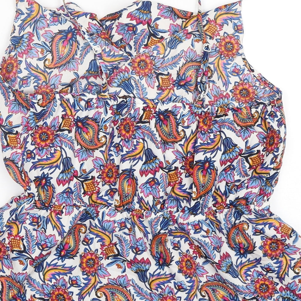 Pep&Co Womens Multicoloured Paisley Polyester Basic Tank Size 12 V-Neck