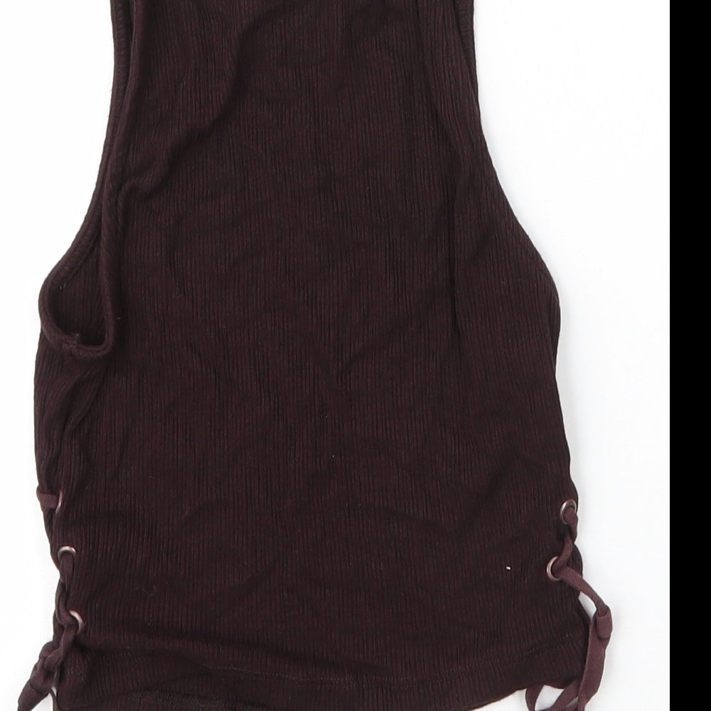 River Island Girls Brown Viscose Basic Tank Size 10 Years Round Neck