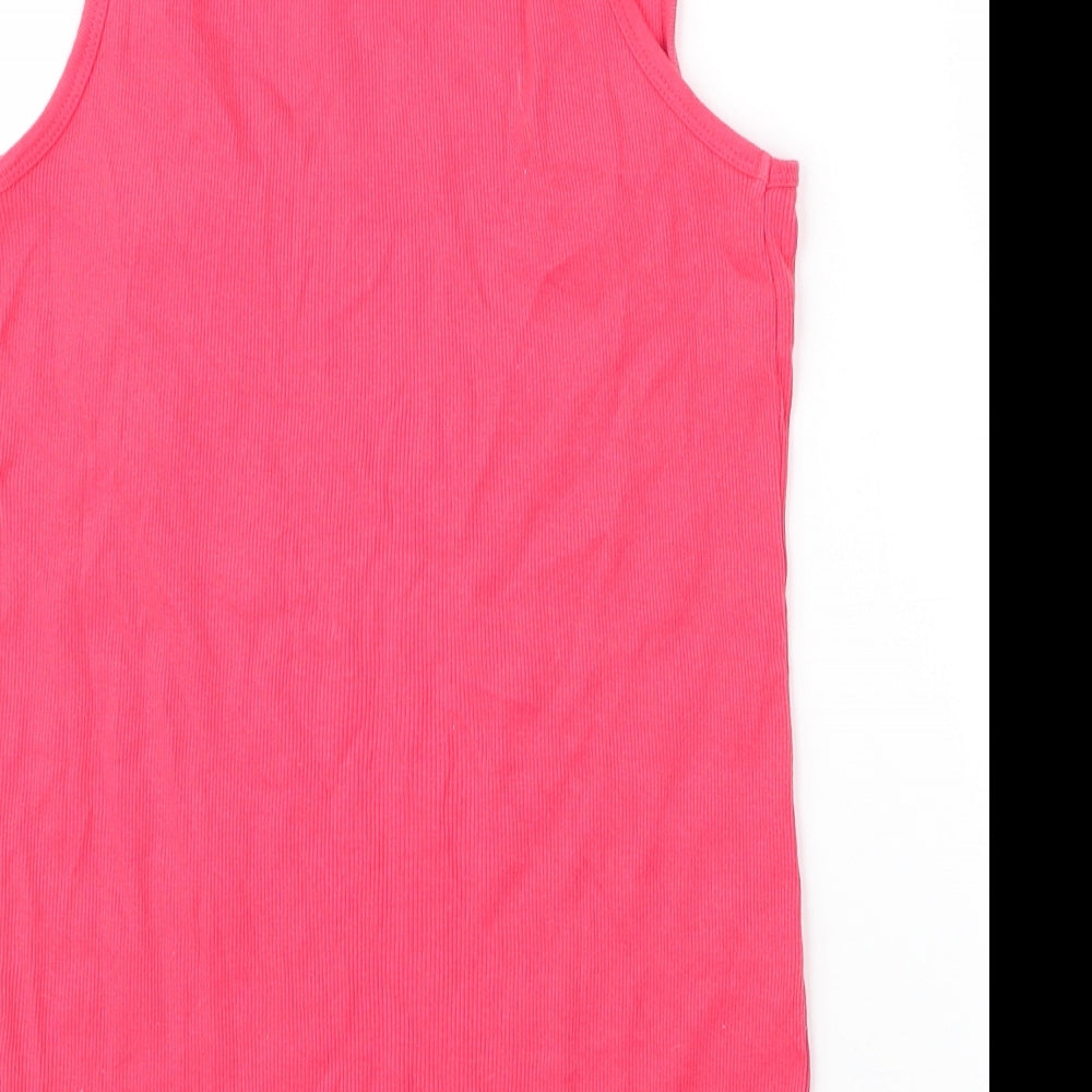 Topshop Womens Pink Cotton Basic Tank Size 12 Scoop Neck