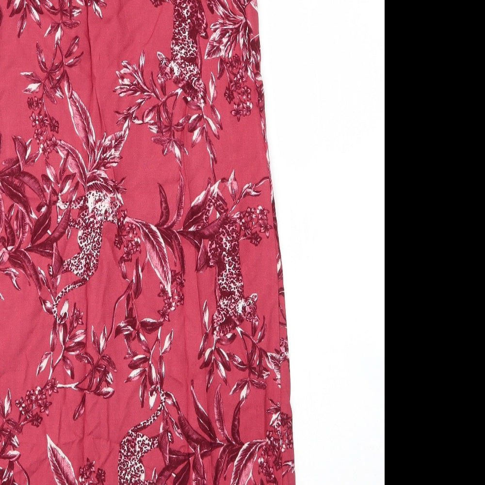 Debenhams Womens Pink Floral Viscose Shift Size 10 V-Neck