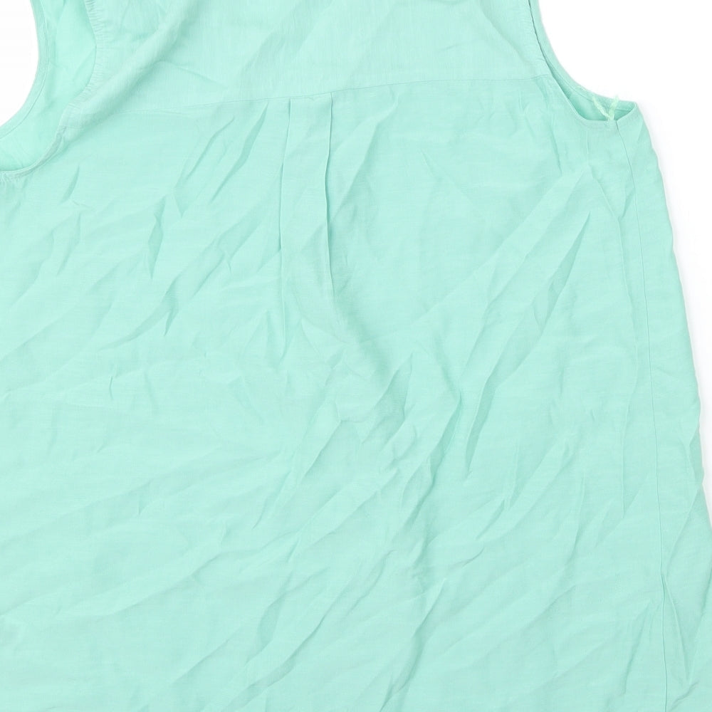 Marks & Spencer Womens Green Viscose Basic Blouse Size 10 V-Neck