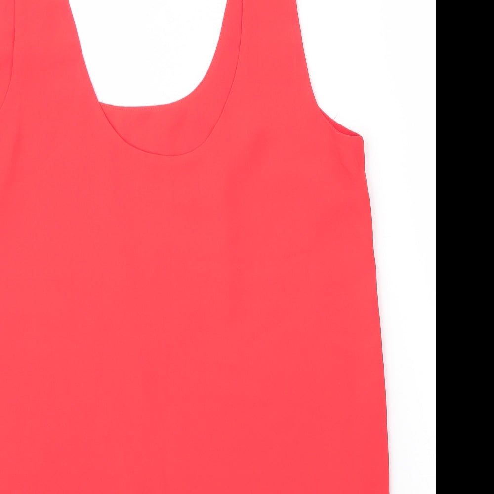 Oasis Womens Red Polyester Basic Blouse Size 12 Scoop Neck