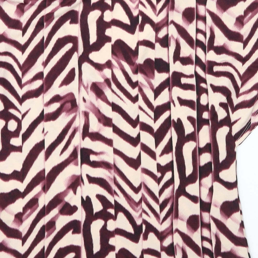 Debenhams Womens Purple Animal Print Polyester Basic Blouse Size 8 V-Neck - Zebra print