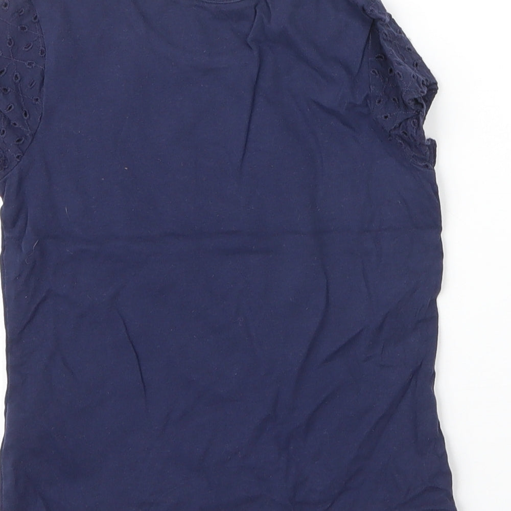 George Girls Blue Cotton Basic T-Shirt Size 4 Years Round Neck