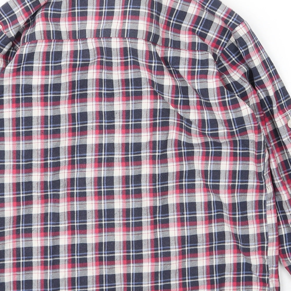 Bienzoe Boys Red Plaid Cotton Basic Button-Up Size 5 Years Collared Button