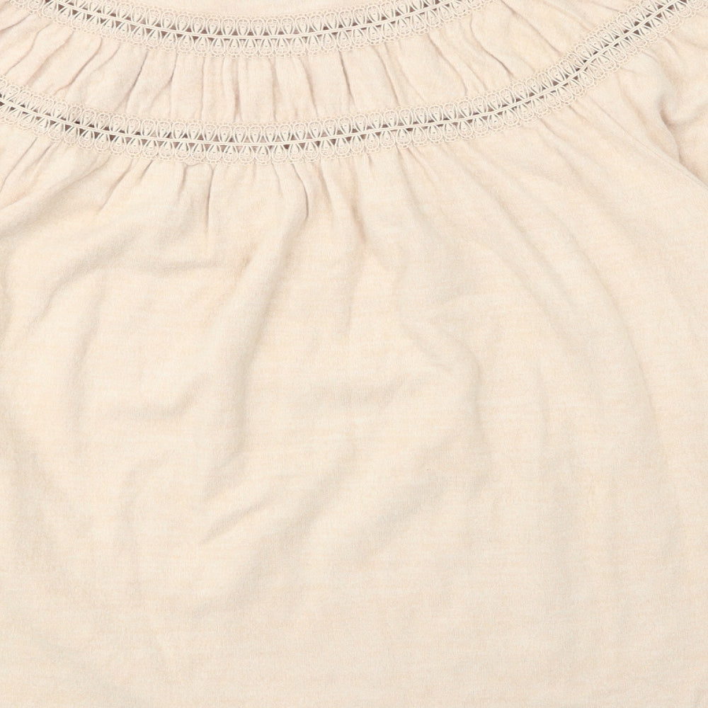 Dorothy Perkins Womens Beige Mock Neck Animal Print Viscose Pullover Jumper Size 12