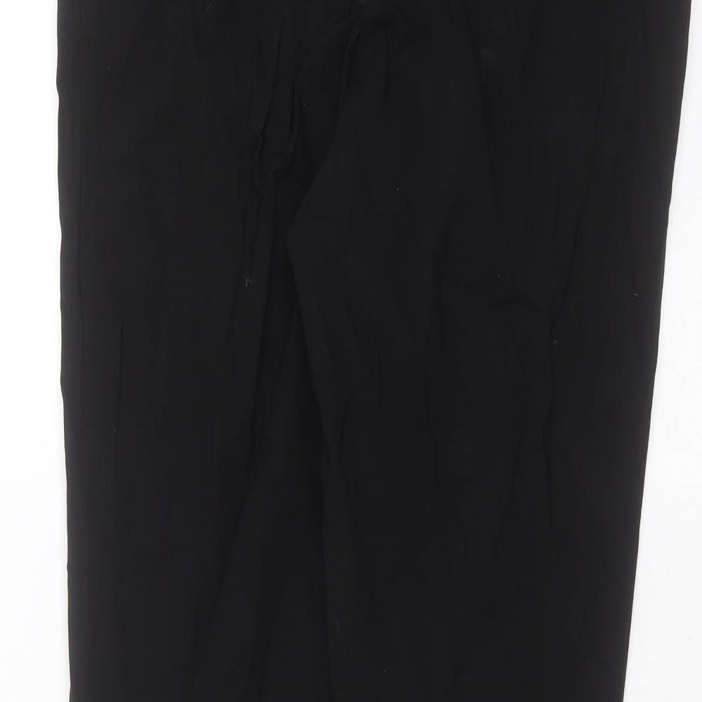 Oasis Womens Black Viscose Trousers Size 8 L27 in Slim Zip