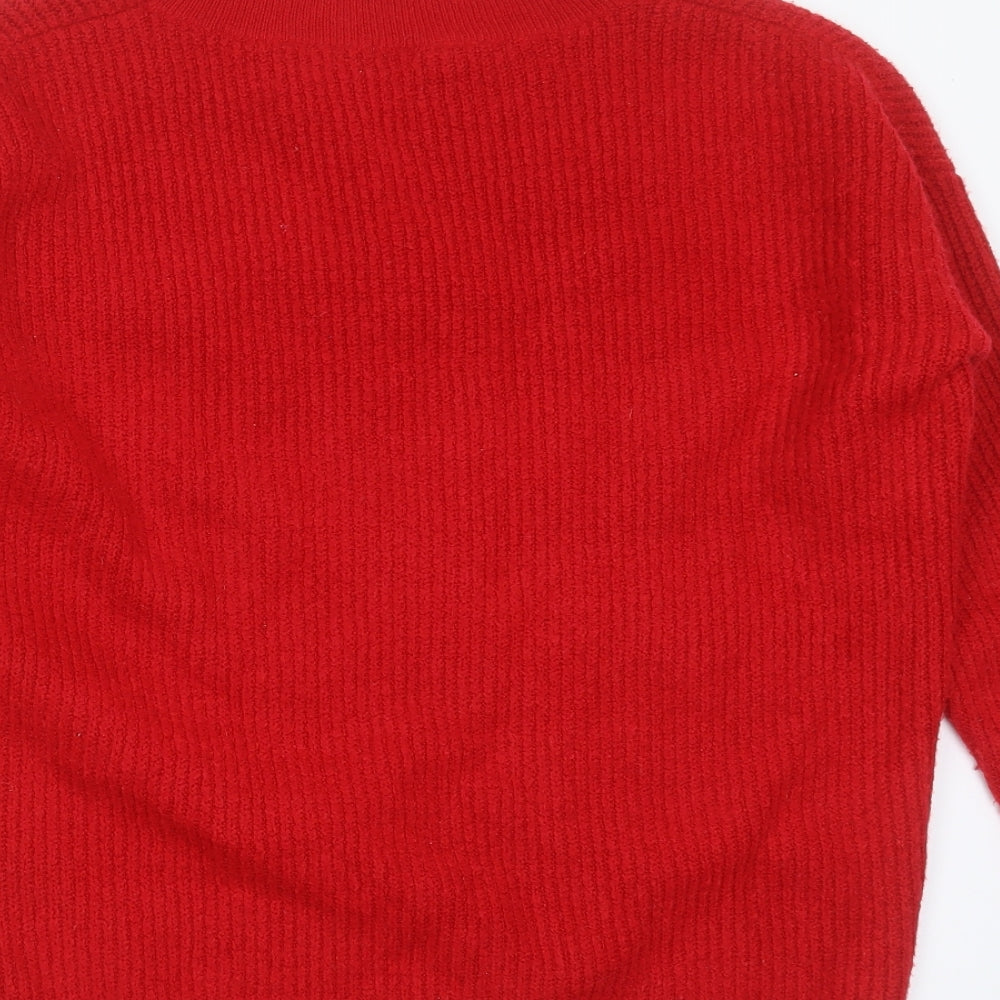 ASOS Womens Red V-Neck Acrylic Pullover Jumper Size 6