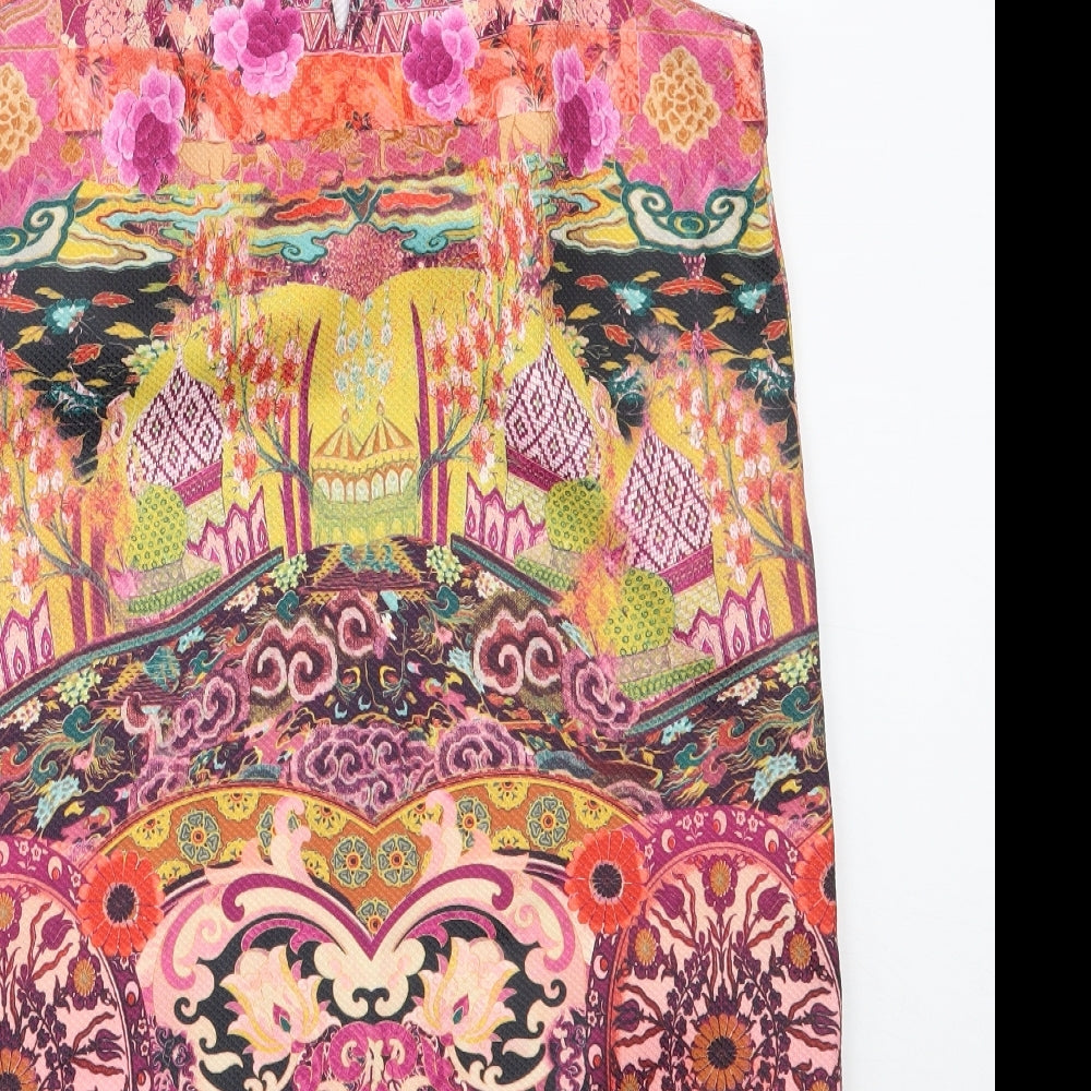 Preworn Womens Pink Geometric Polyester Shift Size M Round Neck