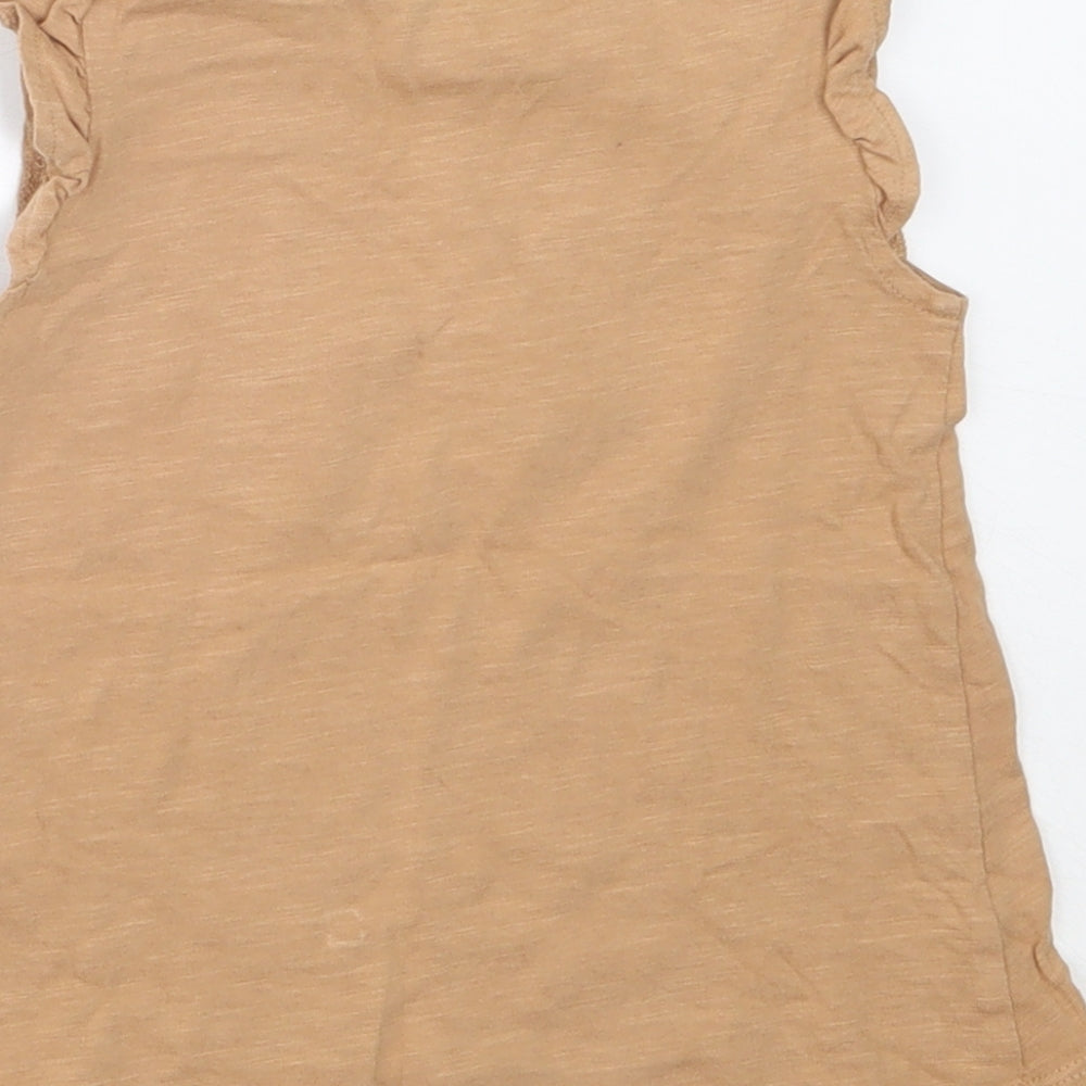 TU Girls Beige Cotton Basic Tank Size 18-24 Months Round Neck
