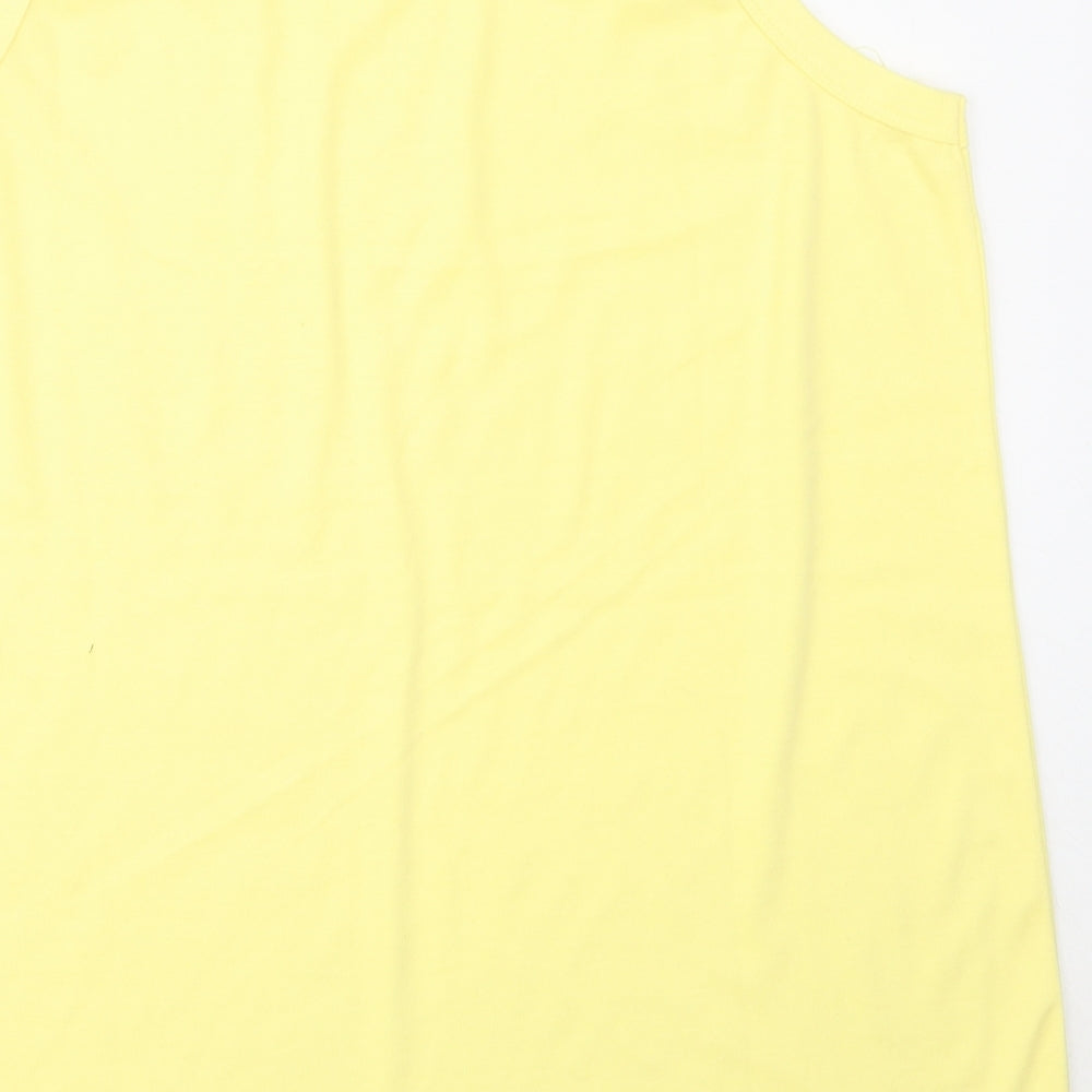 EXE Womens Yellow Cotton Basic Tank Size M Round Neck
