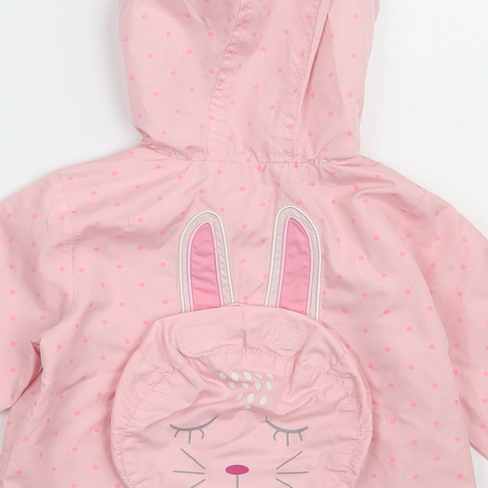 George Girls Pink Polka Dot Jacket Size 2 Years Zip - Rabbit