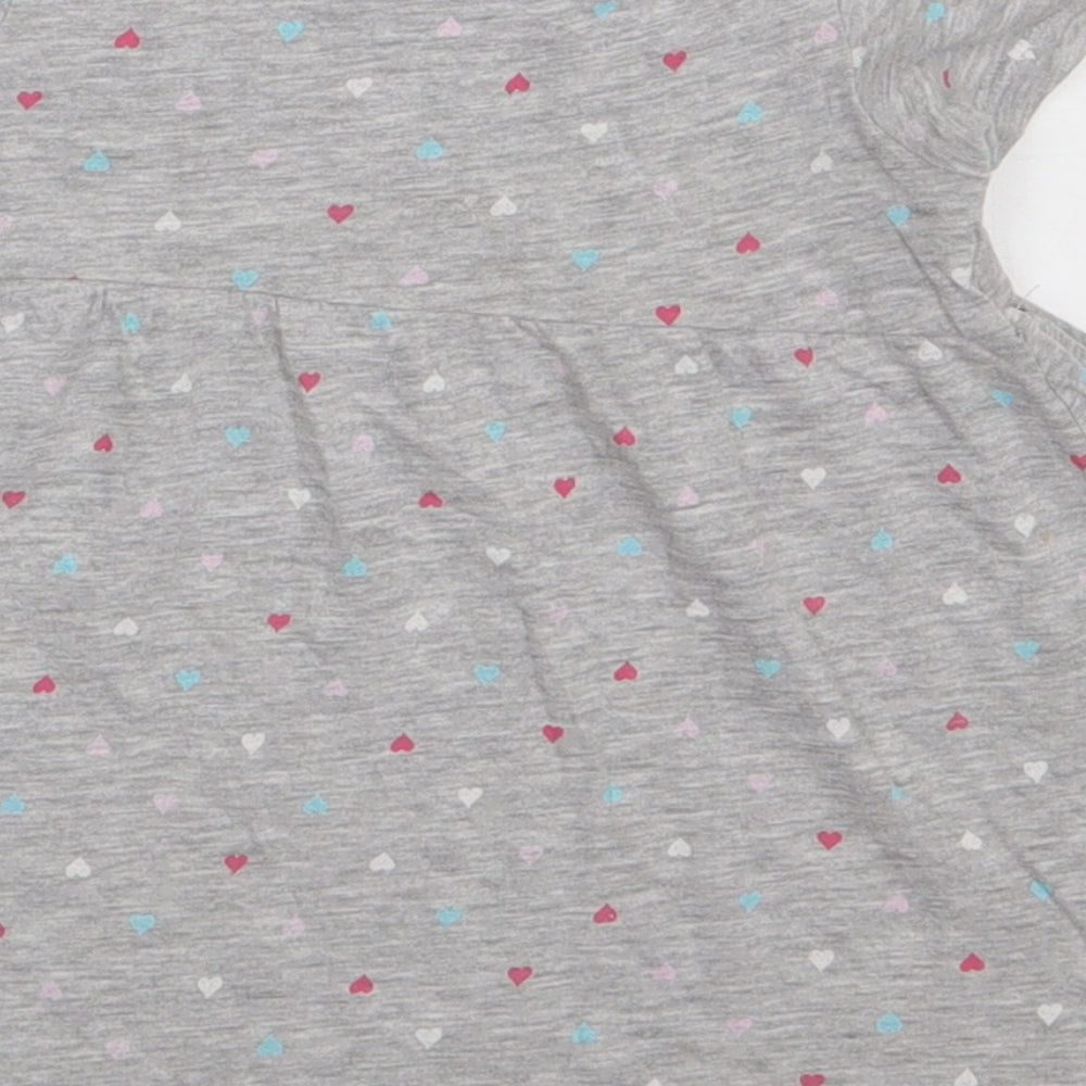 H&M Girls Grey Polka Dot Cotton A-Line Size 2 Years Crew Neck Pullover - heart print