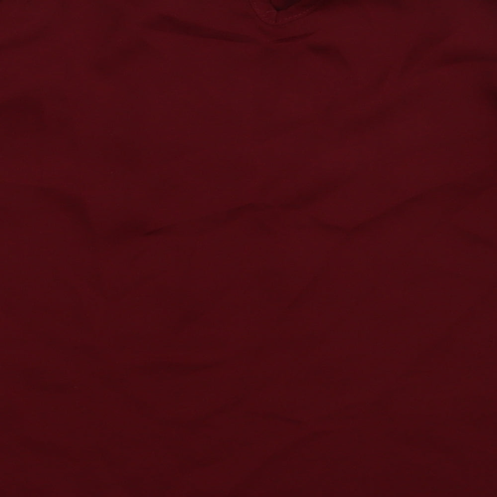 Select Womens Red Polyester Basic Blouse Size 6 Collared