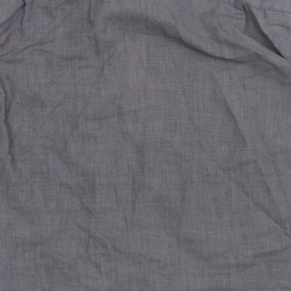 George Mens Grey Polyester Button-Up Size 16.5 Collared Button