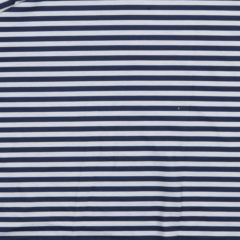 I SAW IT FIRST Womens Blue Striped Polyester Pullover Sweatshirt Size 8 Pullover