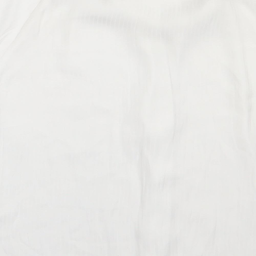 H&M Womens White Polyester Basic Button-Up Size 8 V-Neck
